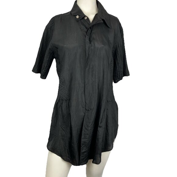 Vintage 80s 90s Asymmetrical Matsuda Nicole Silk Tunic Blouse Avant Garde Black - Picture 1 of 6